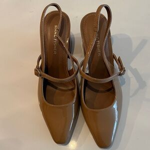 Marc Fisher Women's Brown Patent Slingback Heels